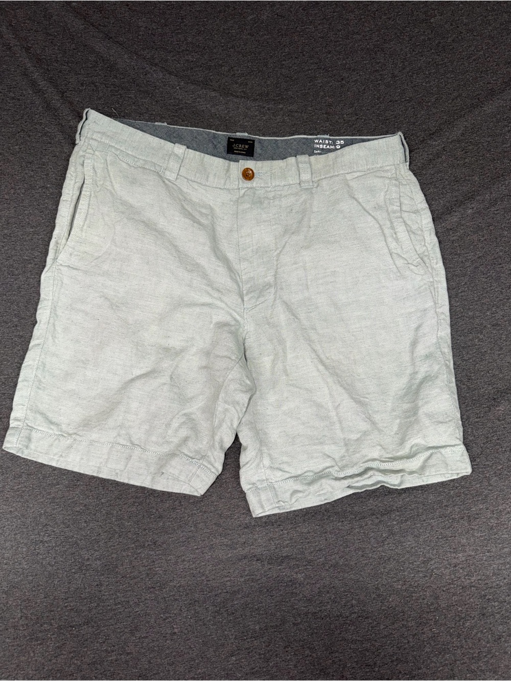 J. Crew Men’s Light Gray Linen-Blend Flat Front Shorts